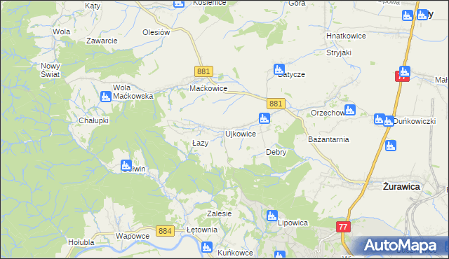 mapa Ujkowice, Ujkowice na mapie Targeo