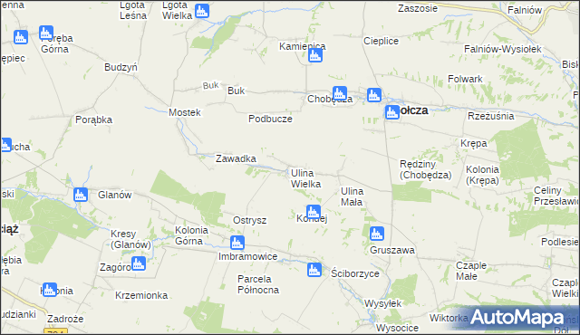 mapa Ulina Wielka, Ulina Wielka na mapie Targeo