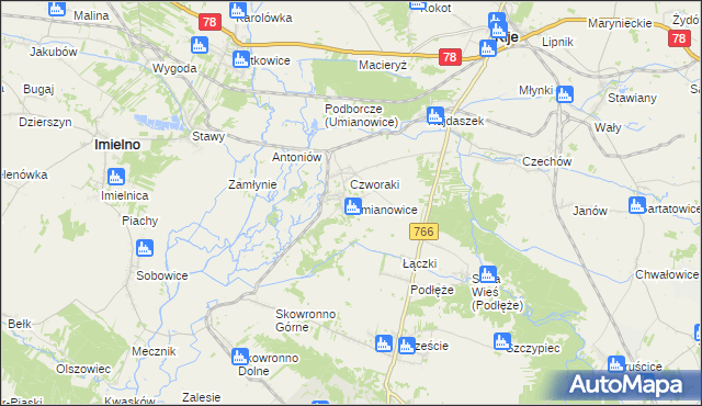 mapa Umianowice, Umianowice na mapie Targeo