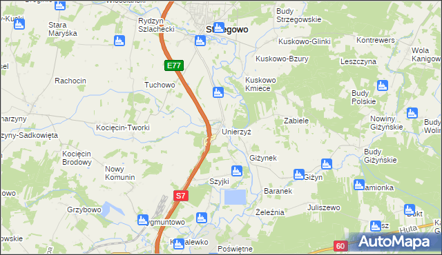 mapa Unierzyż, Unierzyż na mapie Targeo