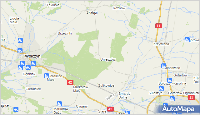 mapa Unieszów, Unieszów na mapie Targeo