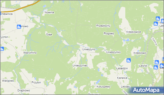 mapa Unieszyno, Unieszyno na mapie Targeo