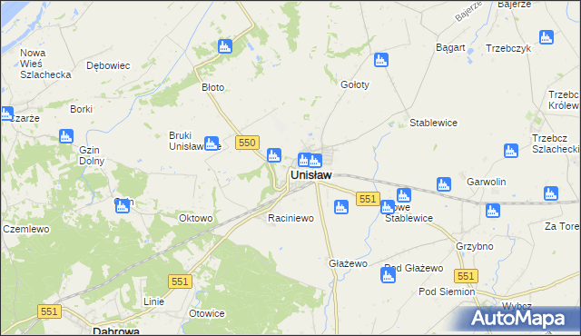 mapa Unisław powiat chełmiński, Unisław powiat chełmiński na mapie Targeo