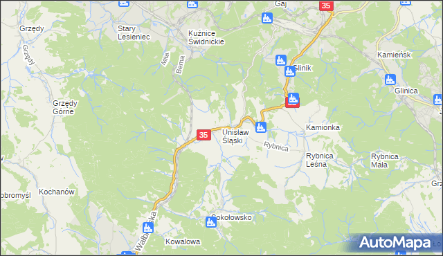 mapa Unisław Śląski, Unisław Śląski na mapie Targeo