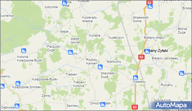 mapa Urbanki gmina Bielany, Urbanki gmina Bielany na mapie Targeo