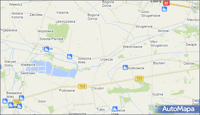 mapa Urzecze gmina Zduny, Urzecze gmina Zduny na mapie Targeo