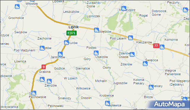 mapa Usarzów, Usarzów na mapie Targeo