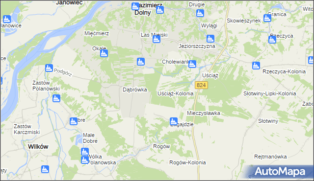 mapa Uściąż-Kolonia, Uściąż-Kolonia na mapie Targeo