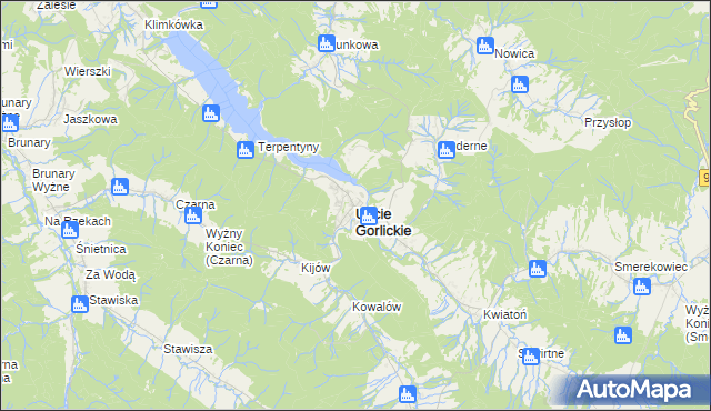 mapa Uście Gorlickie, Uście Gorlickie na mapie Targeo