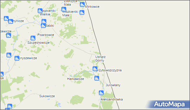 mapa Usnarz Górny, Usnarz Górny na mapie Targeo