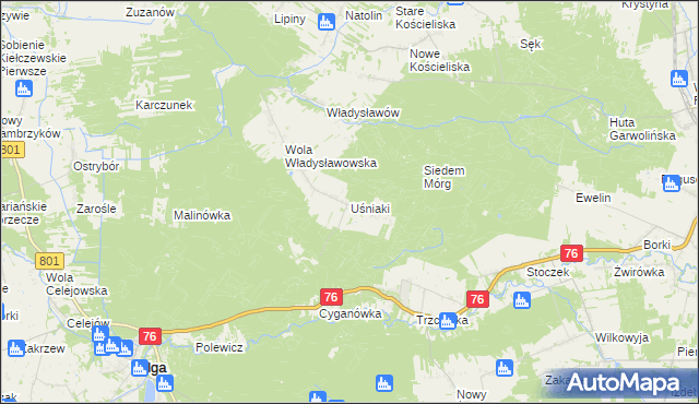 mapa Uśniaki, Uśniaki na mapie Targeo