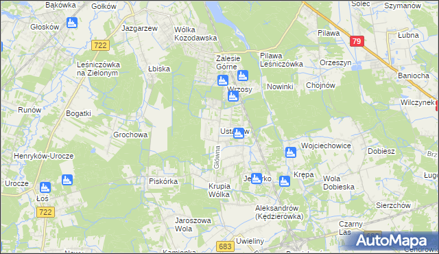 mapa Ustanów, Ustanów na mapie Targeo