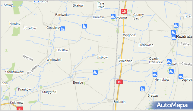 mapa Ustków gmina Krotoszyn, Ustków gmina Krotoszyn na mapie Targeo