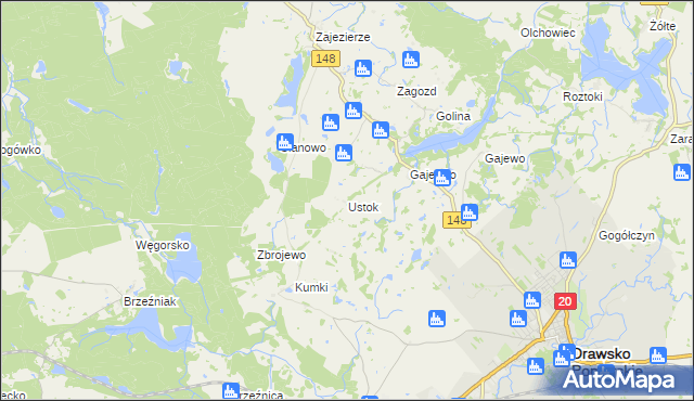 mapa Ustok, Ustok na mapie Targeo