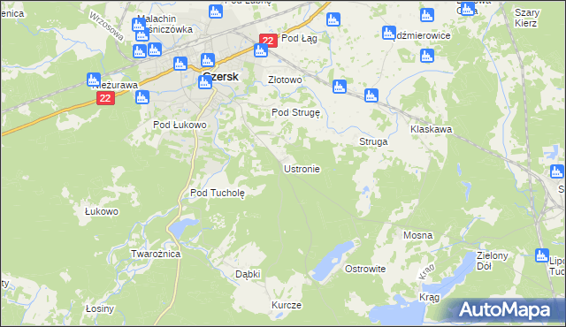 mapa Ustronie gmina Czersk, Ustronie gmina Czersk na mapie Targeo