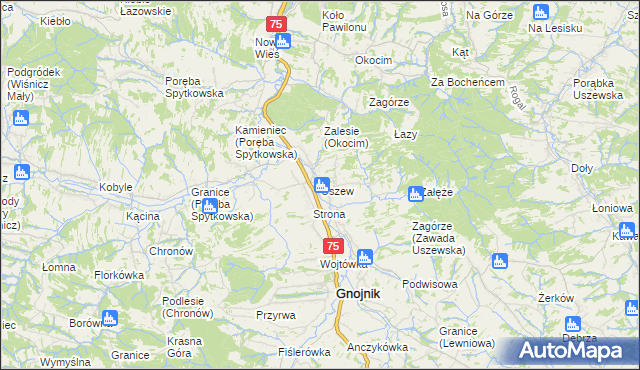 mapa Uszew, Uszew na mapie Targeo