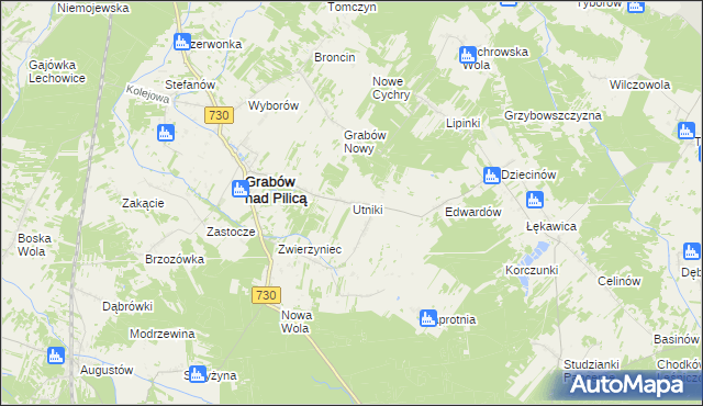 mapa Utniki, Utniki na mapie Targeo