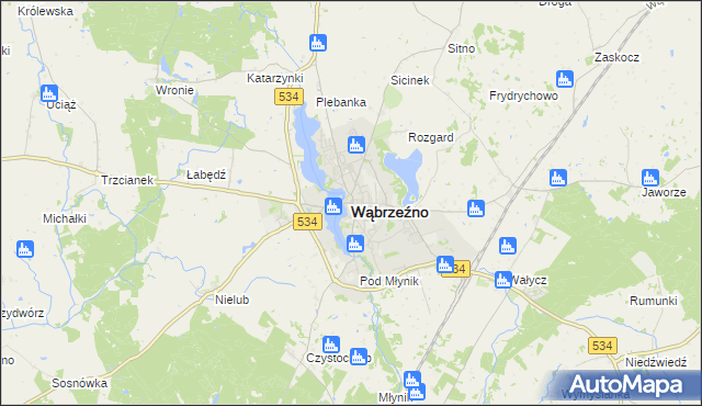 mapa Wąbrzeźno, Wąbrzeźno na mapie Targeo