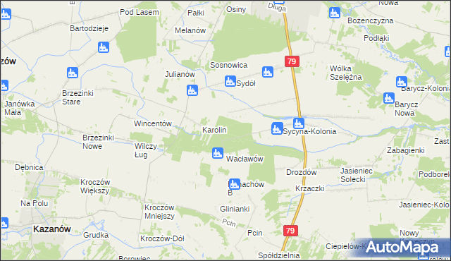 mapa Wacławów Gajówka, Wacławów Gajówka na mapie Targeo