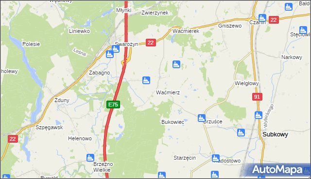 mapa Waćmierz, Waćmierz na mapie Targeo