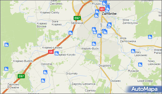 mapa Wądołki-Bućki, Wądołki-Bućki na mapie Targeo