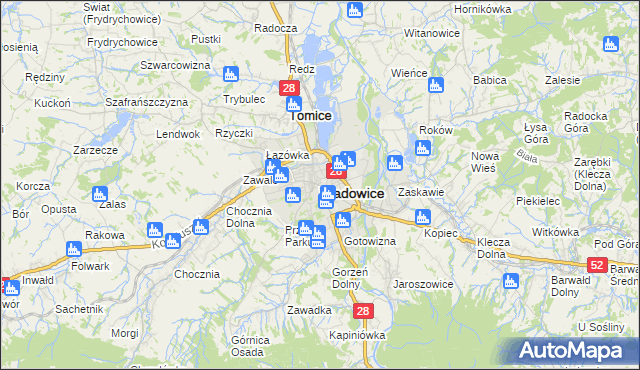 mapa Wadowice, Wadowice na mapie Targeo