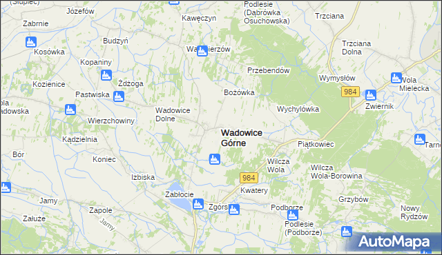 mapa Wadowice Górne, Wadowice Górne na mapie Targeo