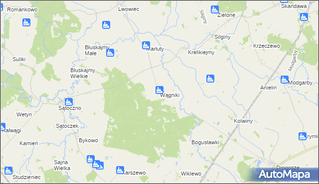 mapa Wągniki gmina Korsze, Wągniki gmina Korsze na mapie Targeo