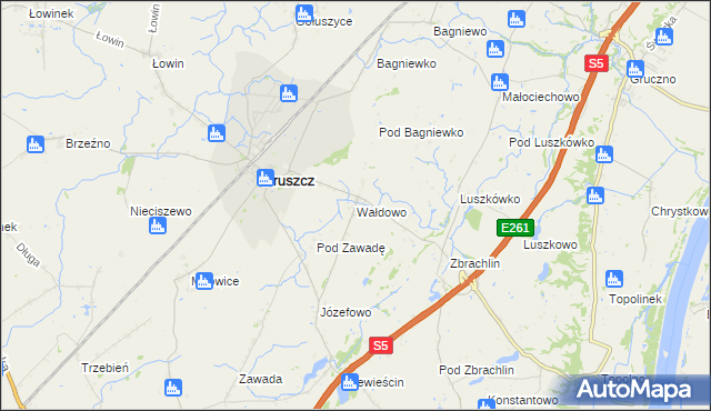 mapa Wałdowo gmina Pruszcz, Wałdowo gmina Pruszcz na mapie Targeo