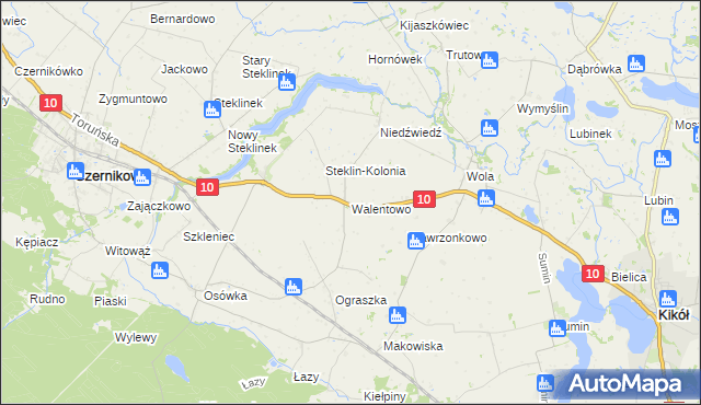 mapa Walentowo gmina Kikół, Walentowo gmina Kikół na mapie Targeo