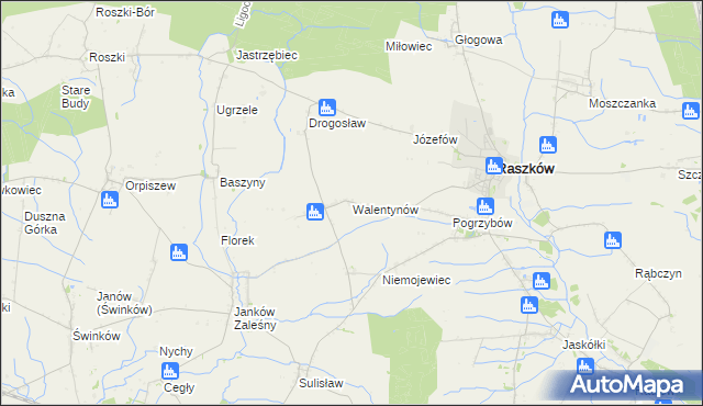 mapa Walentynów gmina Raszków, Walentynów gmina Raszków na mapie Targeo