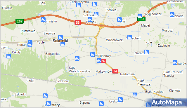 mapa Walichnowy, Walichnowy na mapie Targeo