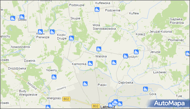 mapa Waliska gmina Latowicz, Waliska gmina Latowicz na mapie Targeo