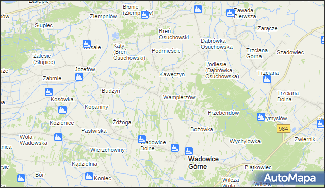 mapa Wampierzów, Wampierzów na mapie Targeo