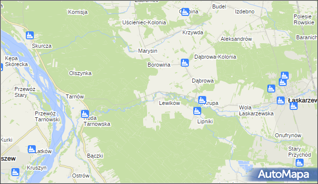 mapa Wanaty gmina Łaskarzew, Wanaty gmina Łaskarzew na mapie Targeo