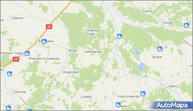 mapa Wandalin gmina Boćki, Wandalin gmina Boćki na mapie Targeo