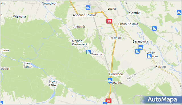 mapa Wandzin gmina Lubartów, Wandzin gmina Lubartów na mapie Targeo