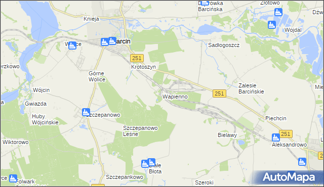 mapa Wapienno, Wapienno na mapie Targeo