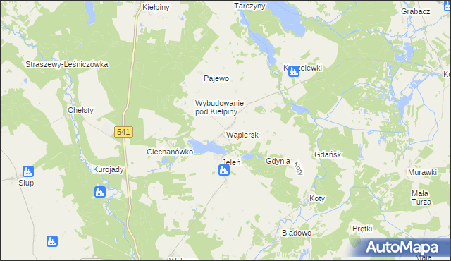 mapa Wąpiersk, Wąpiersk na mapie Targeo