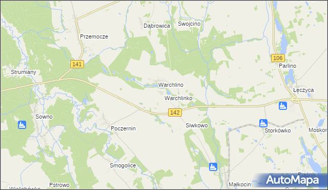 mapa Warchlinko, Warchlinko na mapie Targeo