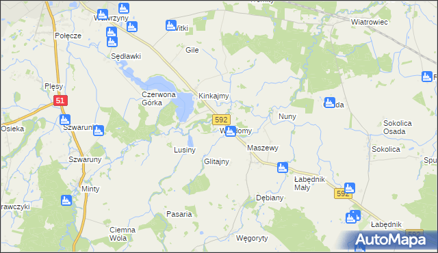 mapa Wardomy, Wardomy na mapie Targeo