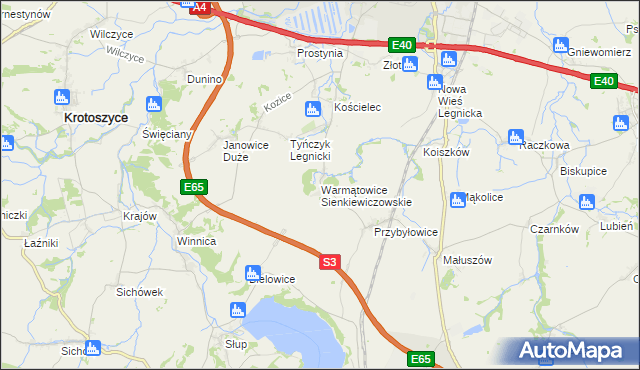 mapa Warmątowice Sienkiewiczowskie, Warmątowice Sienkiewiczowskie na mapie Targeo