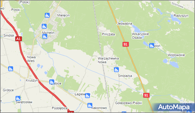 mapa Warząchewka Nowa, Warząchewka Nowa na mapie Targeo