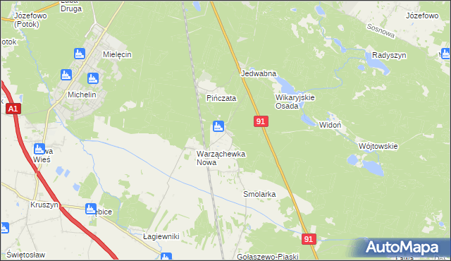 mapa Warząchewka Polska, Warząchewka Polska na mapie Targeo