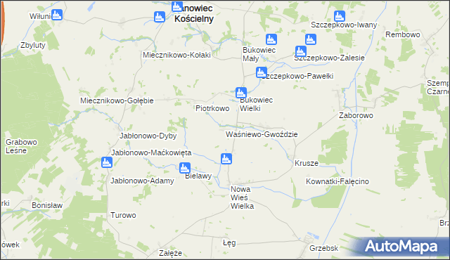 mapa Waśniewo-Gwoździe, Waśniewo-Gwoździe na mapie Targeo