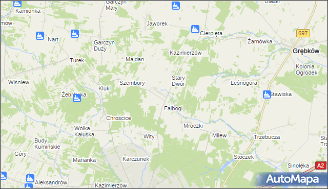 mapa Wąsy, Wąsy na mapie Targeo