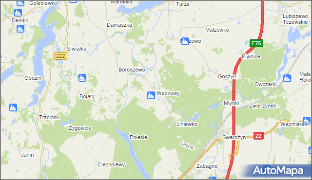 mapa Wędkowy, Wędkowy na mapie Targeo