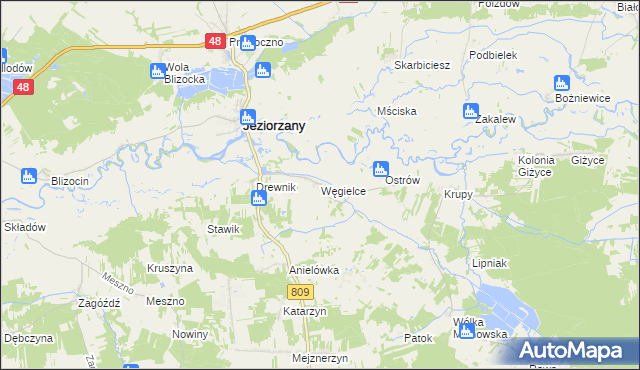 mapa Węgielce, Węgielce na mapie Targeo