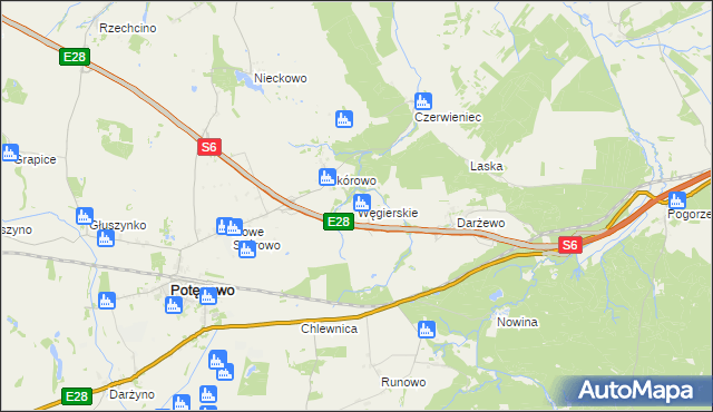 mapa Węgierskie gmina Potęgowo, Węgierskie gmina Potęgowo na mapie Targeo