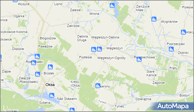 mapa Węgleszyn-Ogrody, Węgleszyn-Ogrody na mapie Targeo